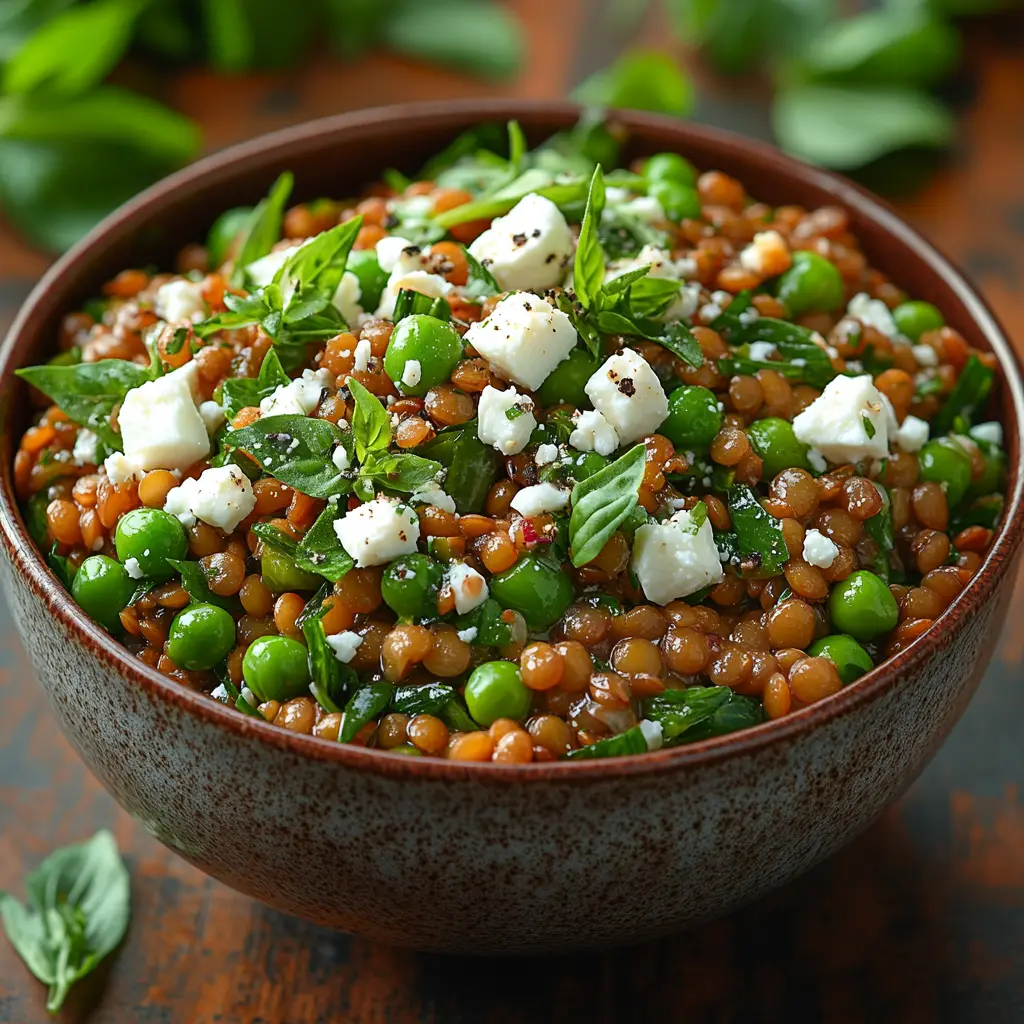 Spring Lentil Salad with asparagus and feta